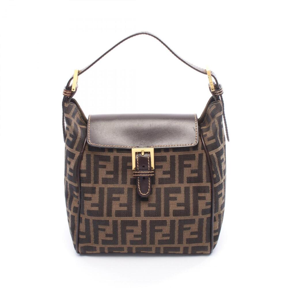 Fendi Zucca Handbag canvas leather brown